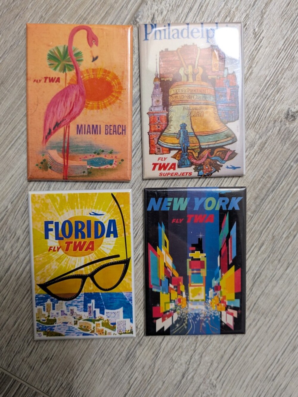 Collection Of TWA Travel Poster Magnets - Lot Of 4